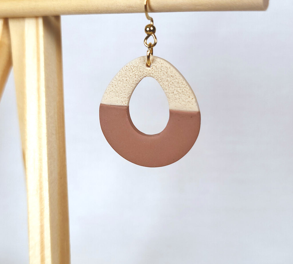 Neutral Colour Sand and Clay Effect Earrings