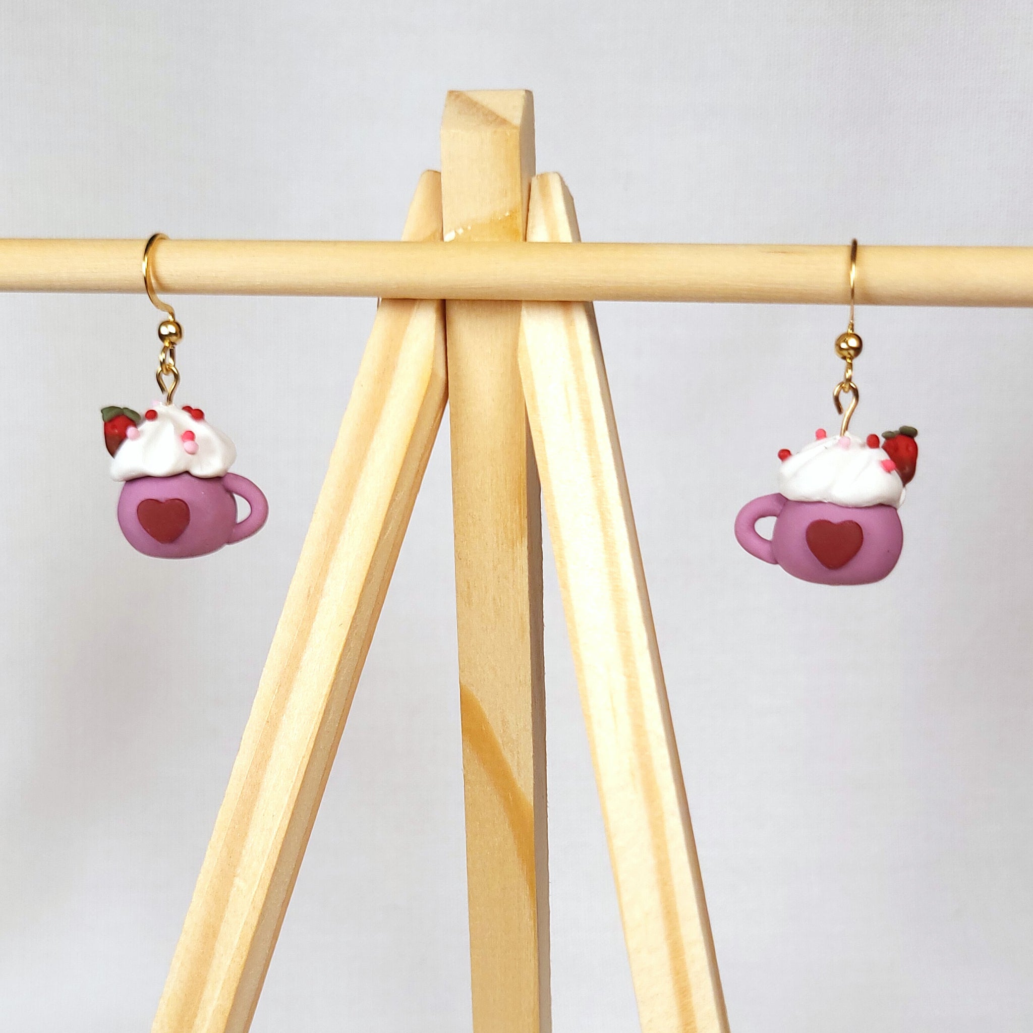 Valentines Chocolate Strawberry Latte Earrings